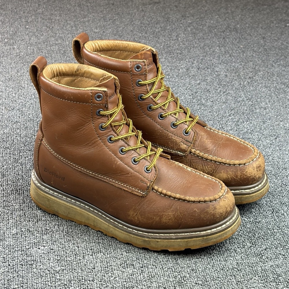 DieHard 6" Moc Toe Work Boots Brown Leather Soft Toe Men's Size 9D 84994